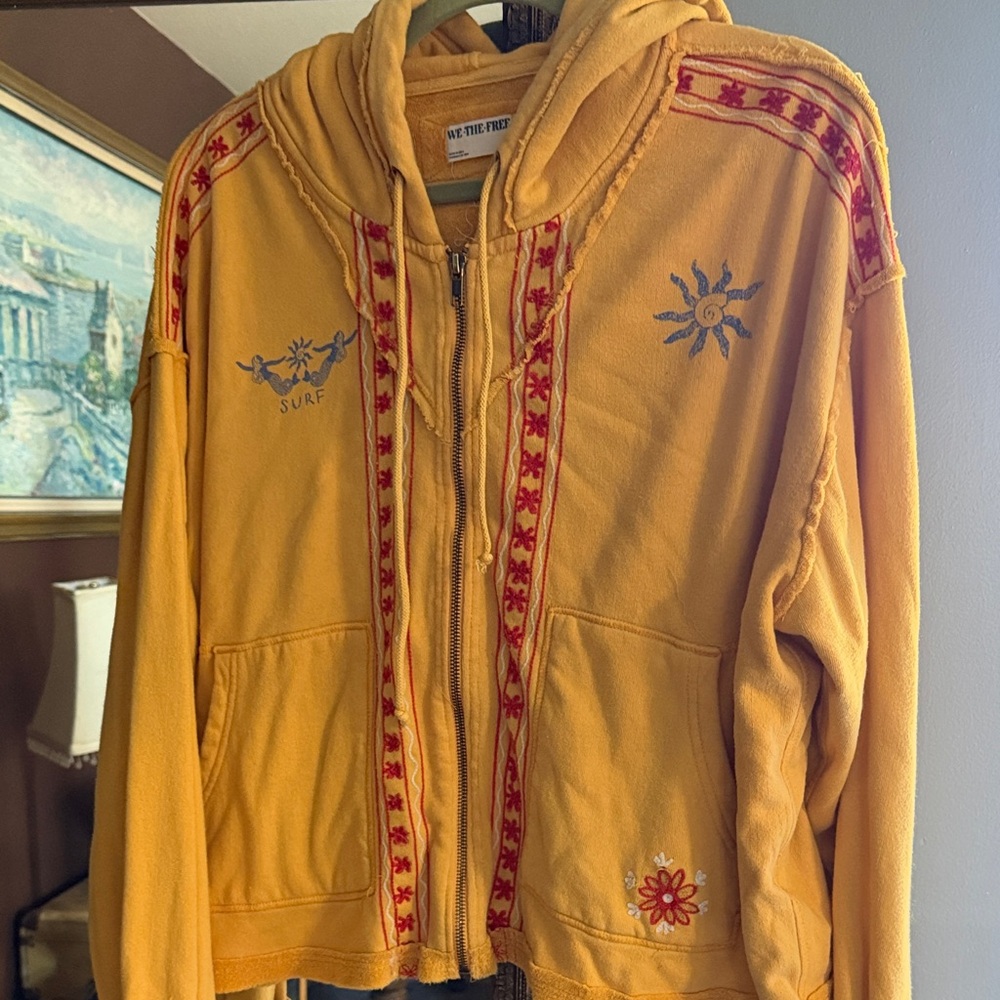 We The Free yellow hoodie with embroidered details